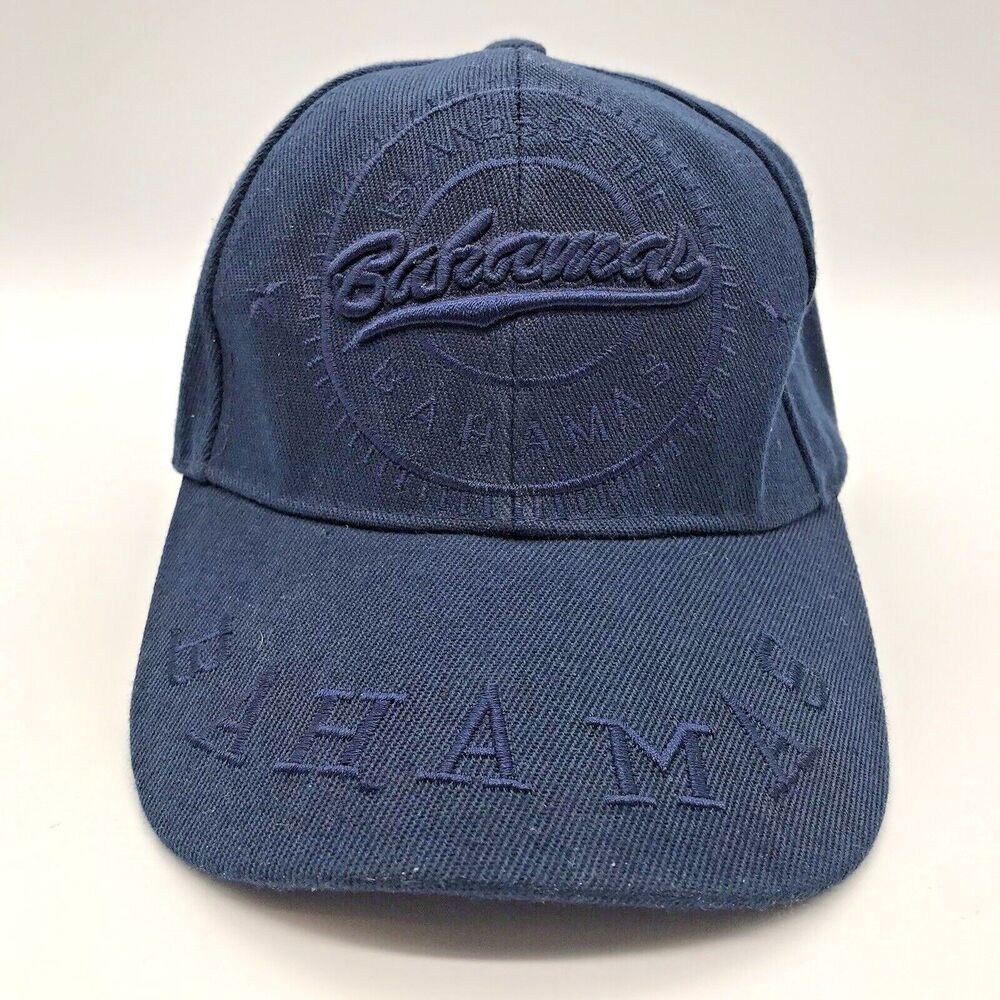 Bahamas Navy Blue Strapback Baseball Cap Embroidered Logo Unisex Dad Trucker Hat